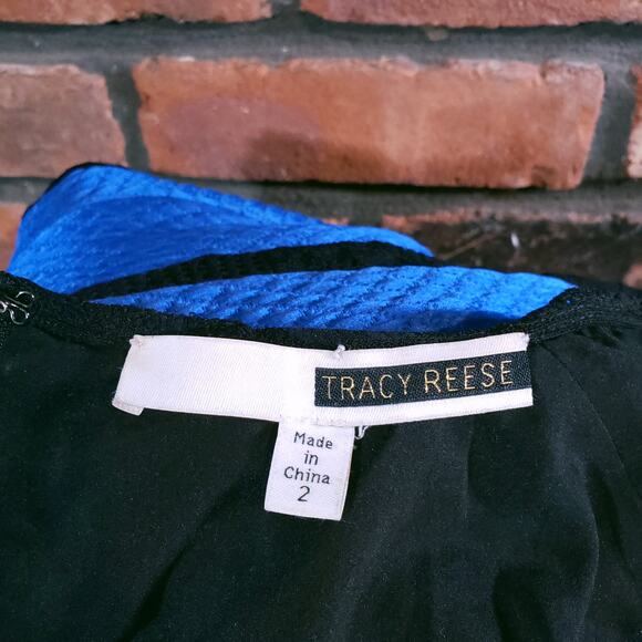 Tracy Reese Long Sleeve Colorblock Mini Sheath Dress Satin & Lace Women's 2 - Picture 6 of 6